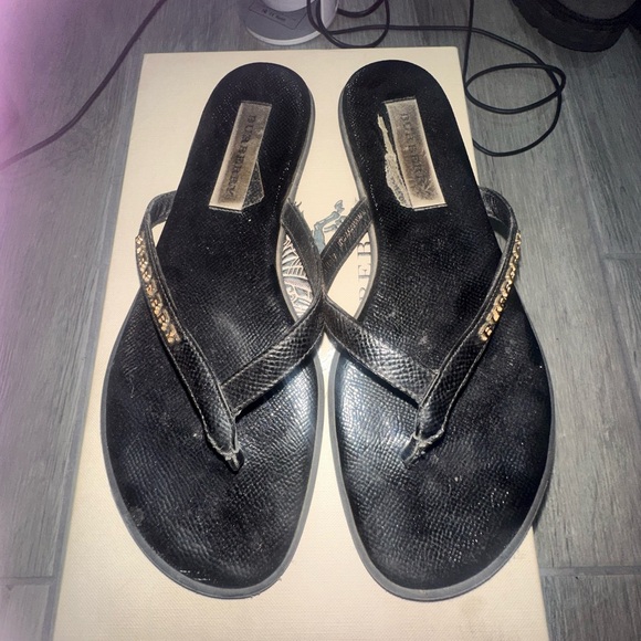 Burberry Black Sandals with Gold Details - Picture 1 of 6
